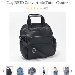 Lug RFID Canter Black Backpack Crossbody Tote
